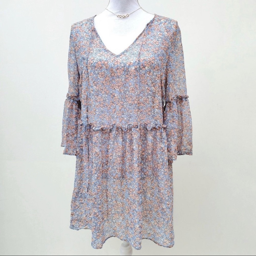 BCBGeneration Tunic Floral Blouse Ruffle Small
